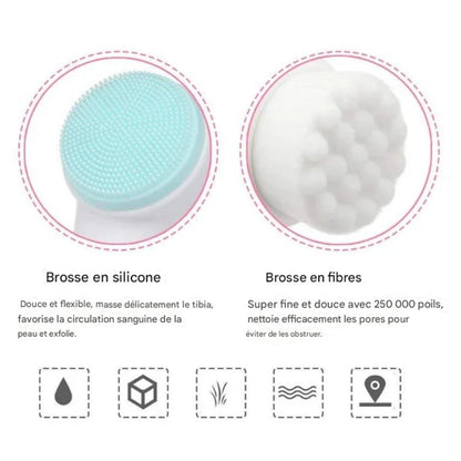 Brosse Nettoyante Double Face - Nettoyage Profond des Pores